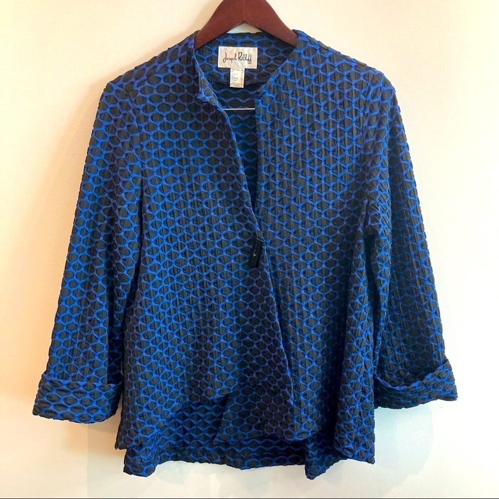JOSEPH RIBKOFF Sz 10 High Low  Hemline Asymmetrical Unlined 3/4 Sleeve Jacket